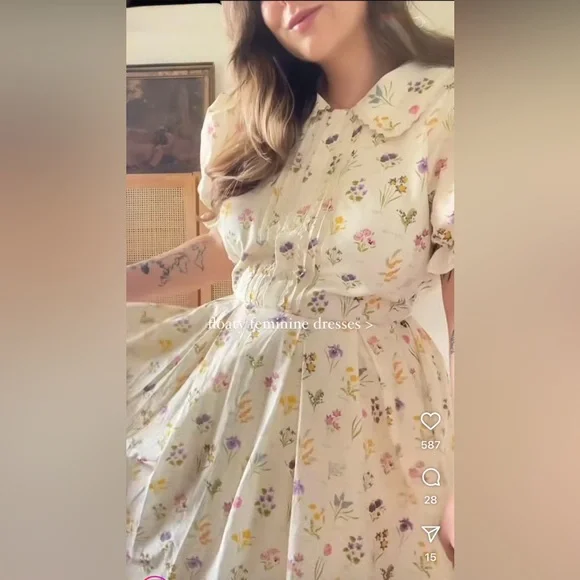 Ivy City Co Cream Floral Midi Dress - Picture 12 of 12